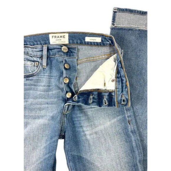 Frame Womens Le Original Straight Leg Jeans Blue Step Hem Medium Wash Slim 23 - Picture 4 of 12